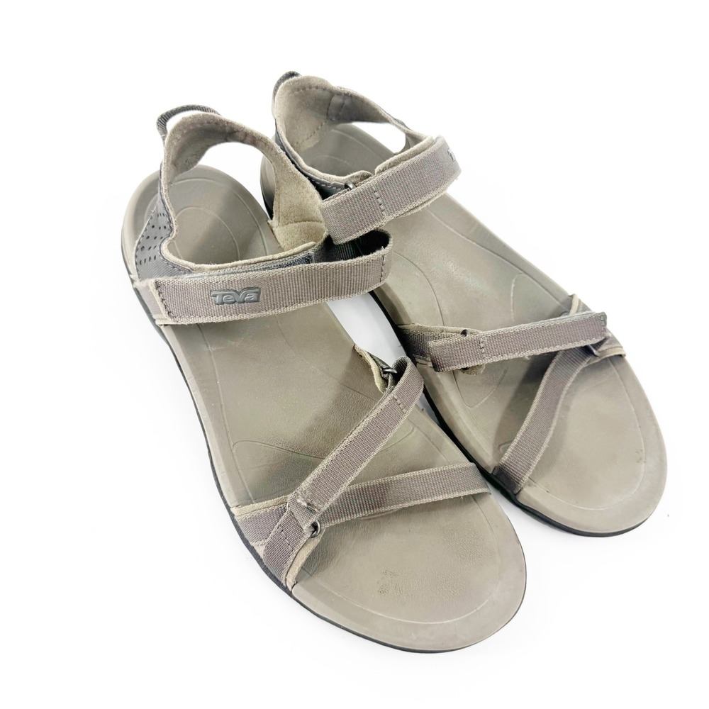 Teva Verra Taupe Grey Strappy Athletic Hiking Sandals Womens - Picture 3 of 11